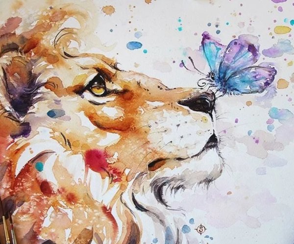 Животные акварелью