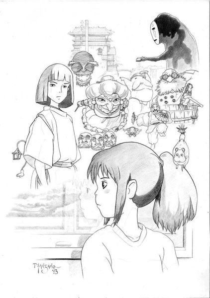 Раскраски аниме Хаяо Миядзаки Унесенные призраками