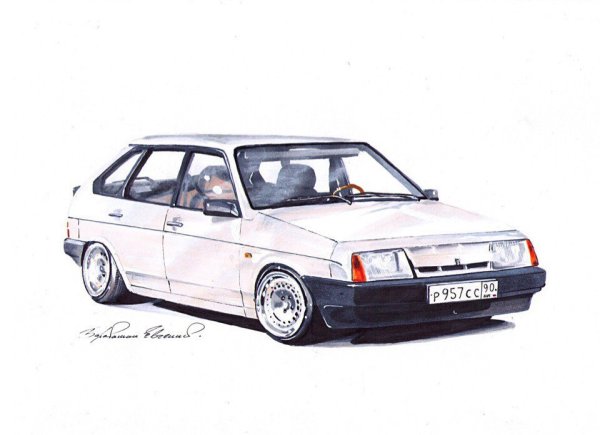 Нарисованная ВАЗ 2109 сбоку