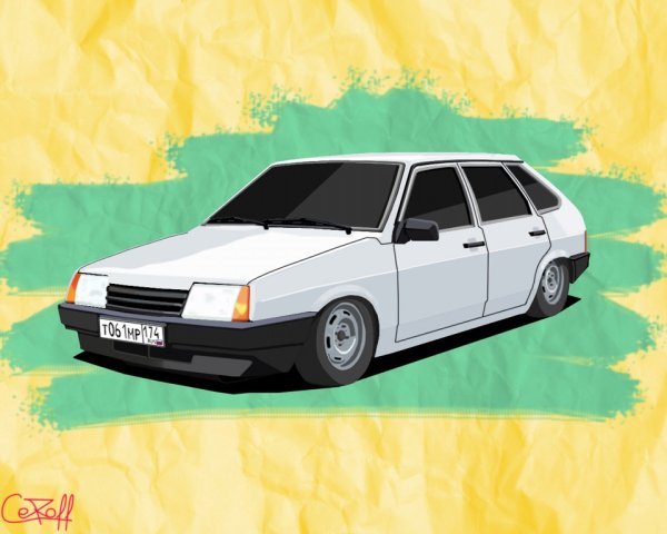 Рисунок ВАЗ 2109 спереди опер