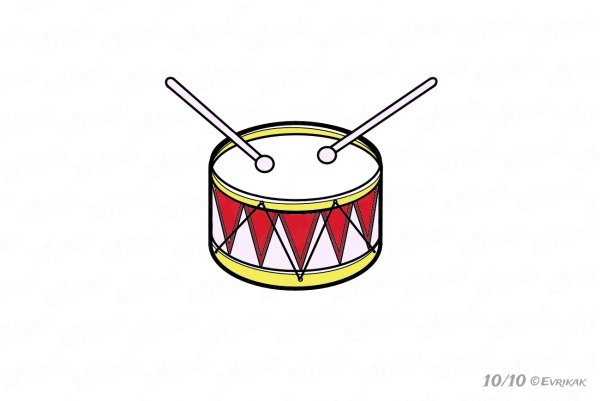 Барабан раскраска для детей