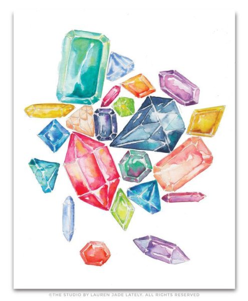 Ювелирные камни акварелью