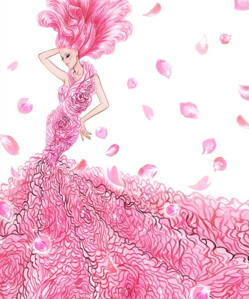 Девушка с розовыми волосами арт