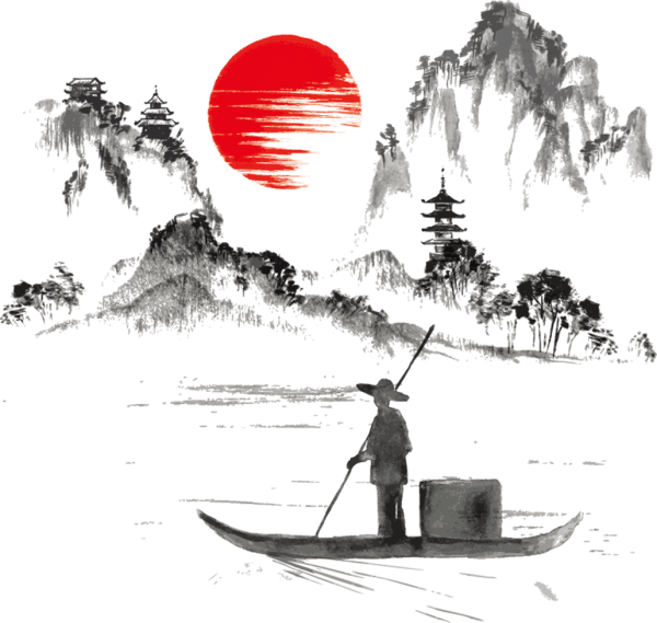 Векторные пейзажи в японском стиле