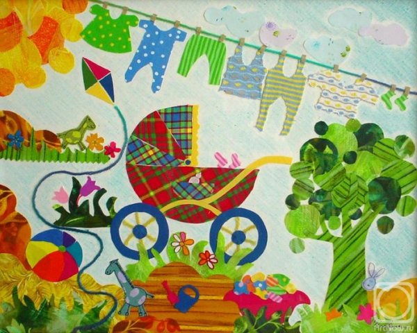 Коллаж из ткани для детей