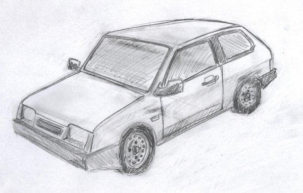 ВАЗ 2108 спереди карандашом