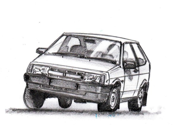 ВАЗ 2108 спереди карандашом
