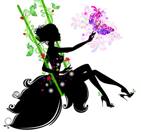 Силуэт девушки в цветах