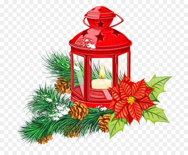Новогодний фонарь на прозрачном фоне