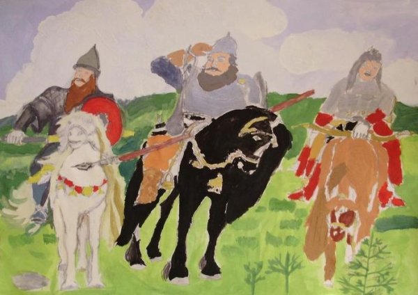 Раскраска три богатыря Васнецов