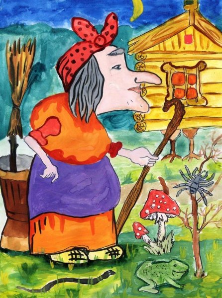 Раскраска баба Яга для детей