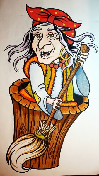 Баба Яга рисунок легкий