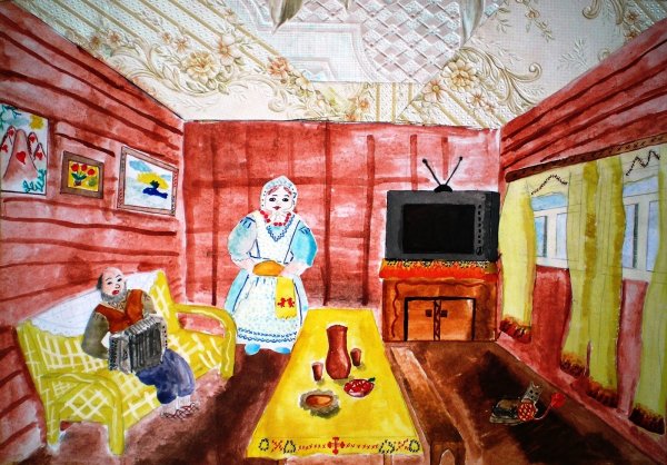 Убранство русской избы раскраска