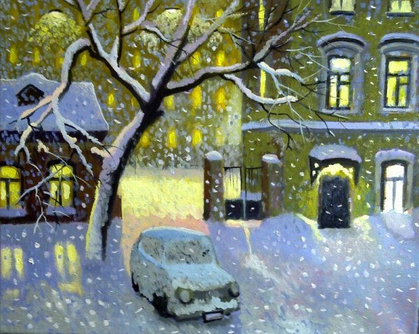 Снеговик живопись