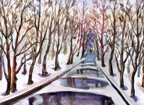 Зимний лес рисунок