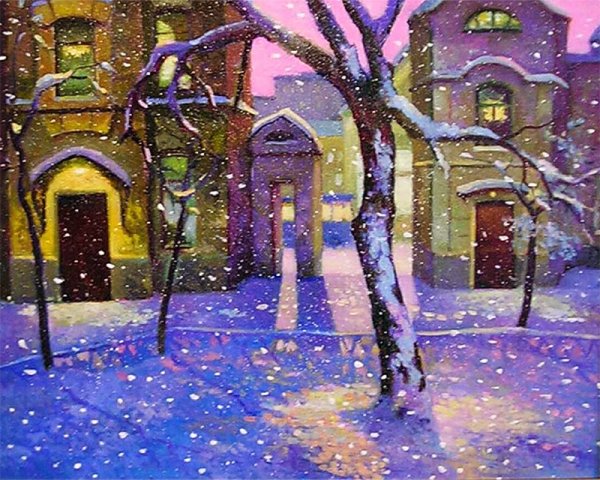 Зимний пейзаж карандашом для детей