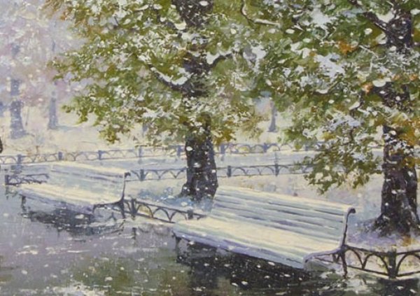 Снег идет живопись