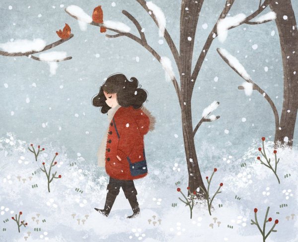 Рисование деревья в инее