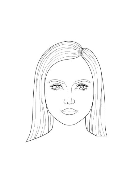 Лицо девушки для раскрашивания