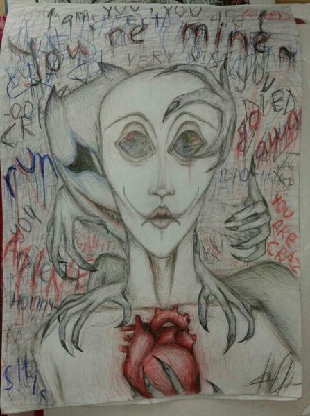 Жуткий черно белый арт