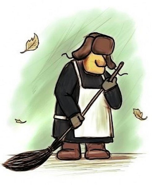 Дворник с метлой