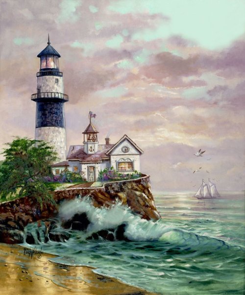 Томас Кинкейд живопись море маяки