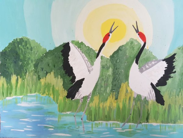 Рисование журавля в старшей группе