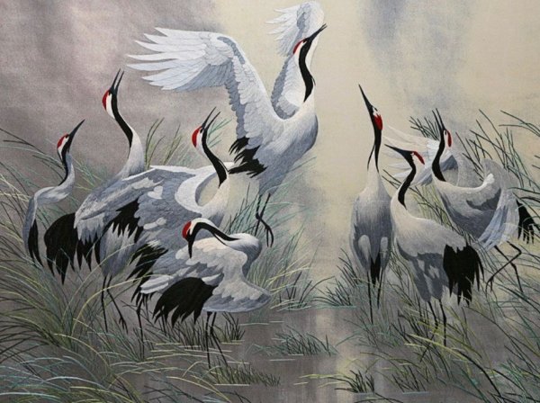 Журавли японская живопись китайская живопись