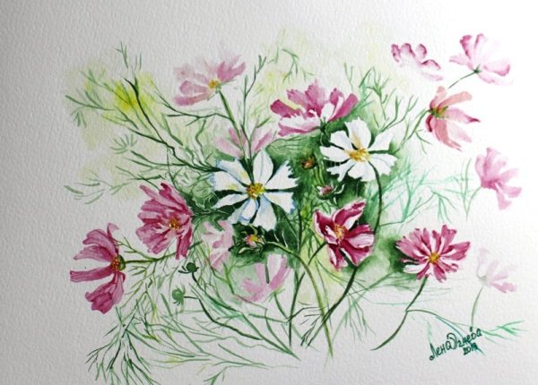 Космея на батике