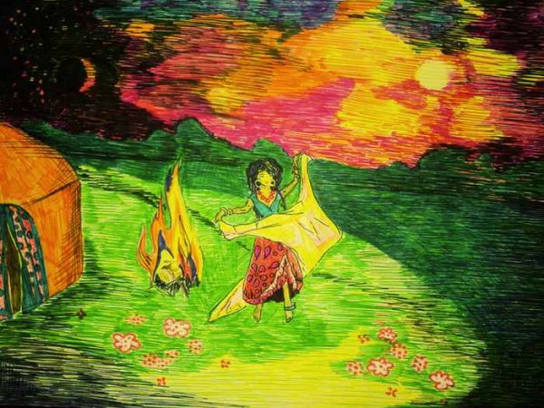 Цыгане рисунок детский