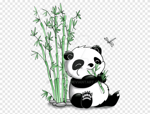 Мультяшная Панда с бамбуком