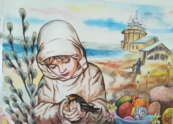 Рисунок на тему Пасха