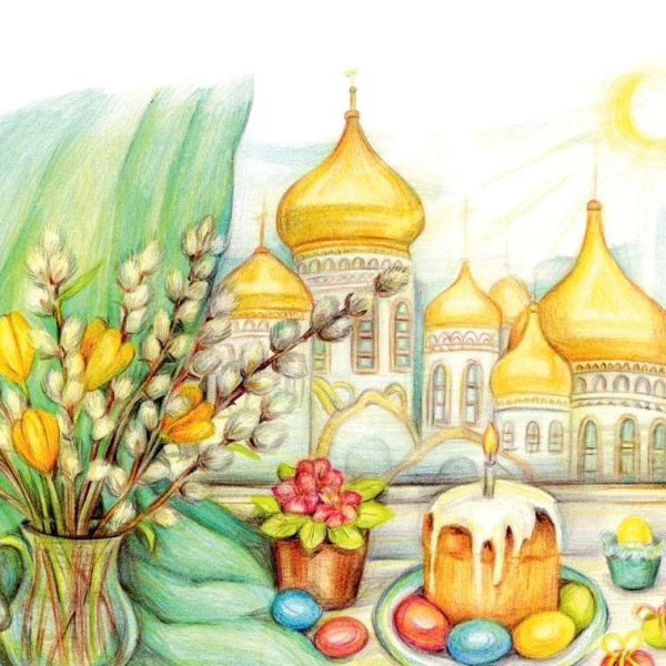 Открытка на Пасху рисунок