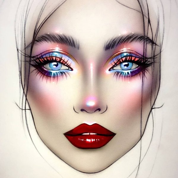 Нарисованная девушка визажист