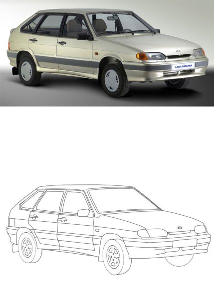 Нарисовать ВАЗ 2114