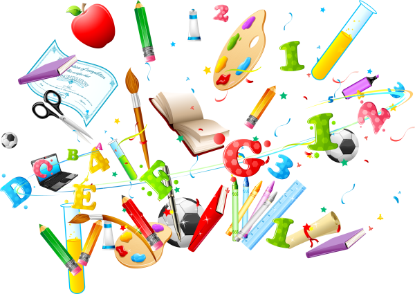 Канцелярские принадлежности на прозрачном фоне