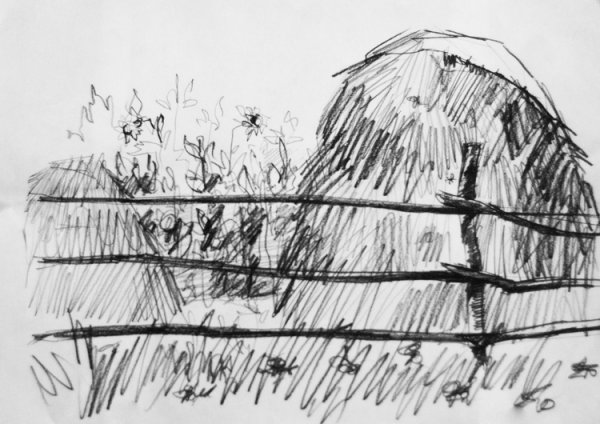 Стог сена рисунок карандашом