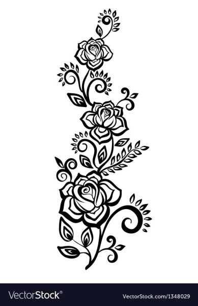 Цветочный орнамент вертикальный