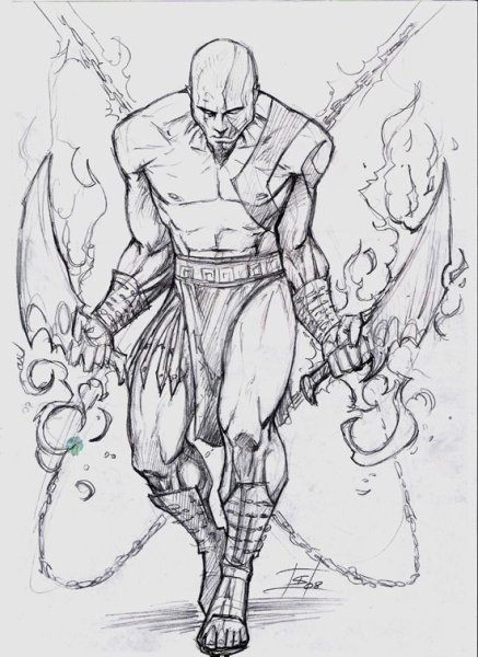 Кратос God of War рисунок