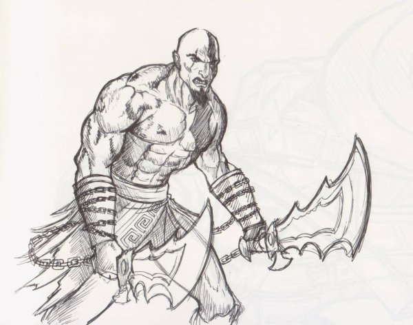 Кратос God of War 4 рисунок