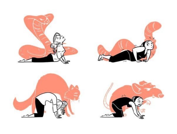 Йога в забавных иллюстрациях