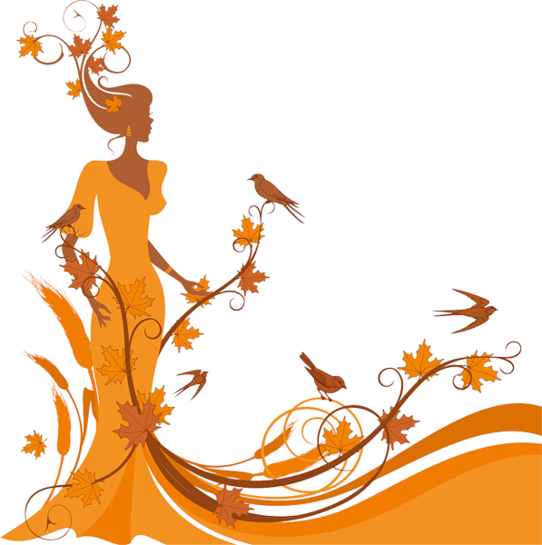 Силуэт девушки осень