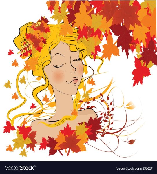 Портрет с осенними листьями