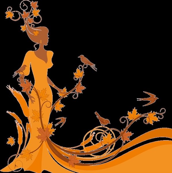 Силуэт девушки осень