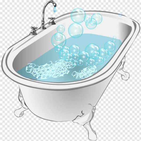 Ванная с водой на белом фоне