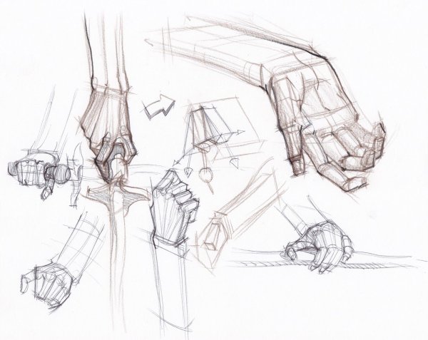 Конструктивные зарисовки рук