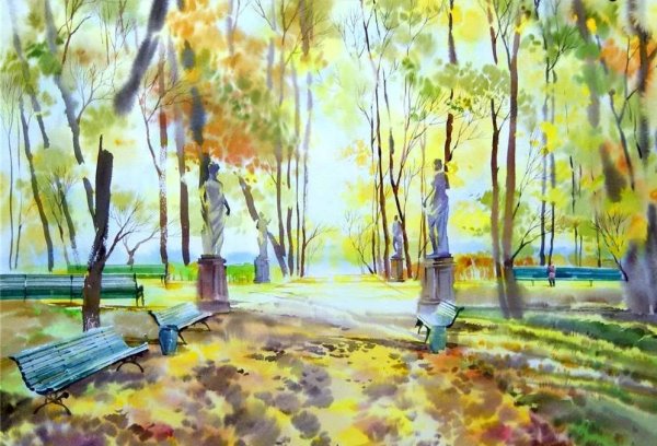 Ольга Литвиненко осень картины акварель