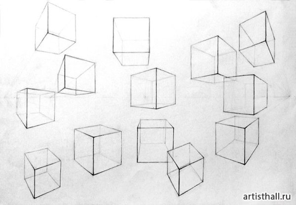 Трёхмерный куб на бумаге