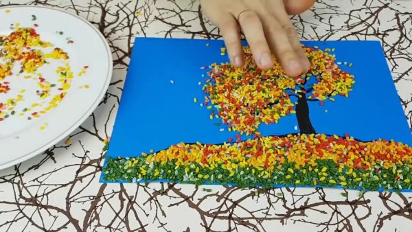 Осенняя поделка из риса