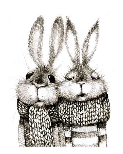 Кролик арт черно белый
